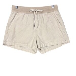 GAP Shorts Womens Small Beige Linen Cotton Blend Pull‎ On Comfort Elastic Waist